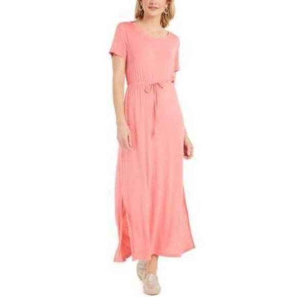 Style & Co Tie-Waist Maxi Dress Coral Pink S - Picture 1 of 1